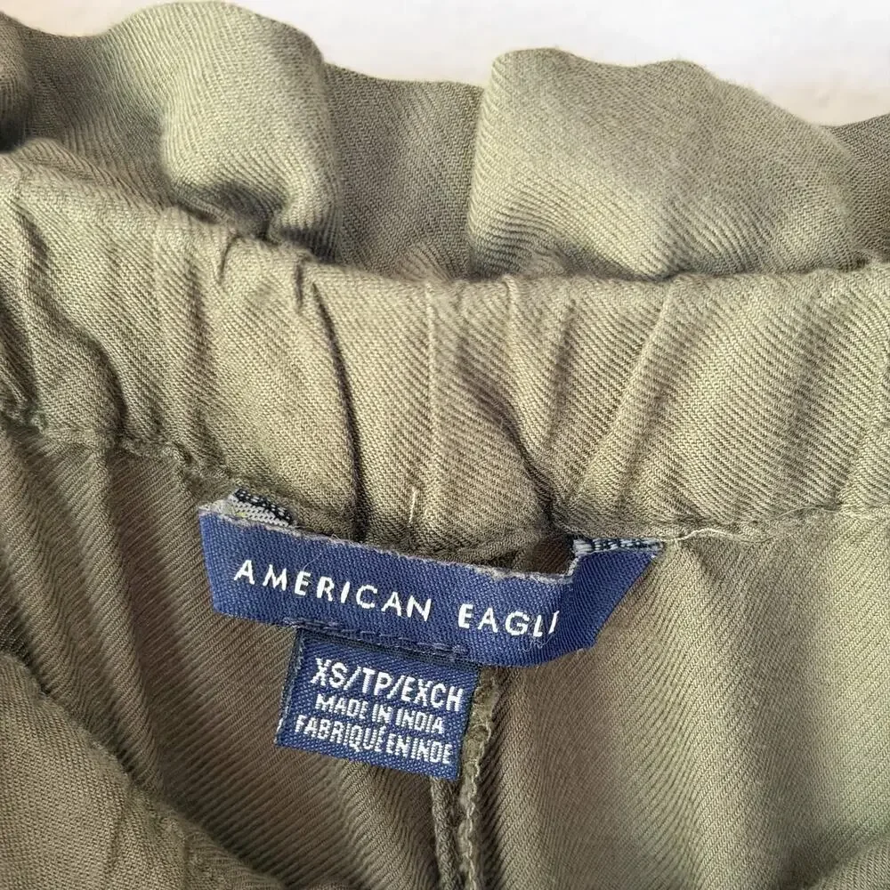 American Eagle Olive Green Wide Leg Cropped Pull On Pants XS